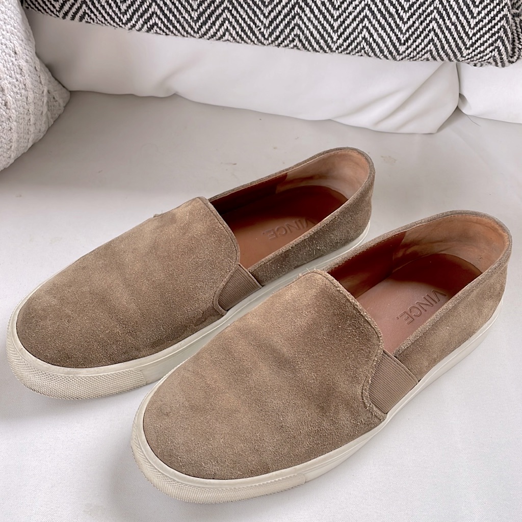 Sale Vince Brown Suede Slip-On Sneakers